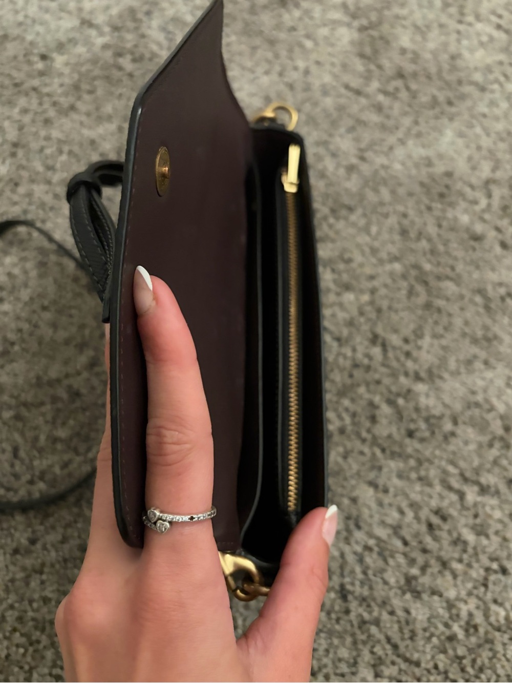 Coach Black Leather Crossbody with Gold C Hardware - Picture 4 of 6
